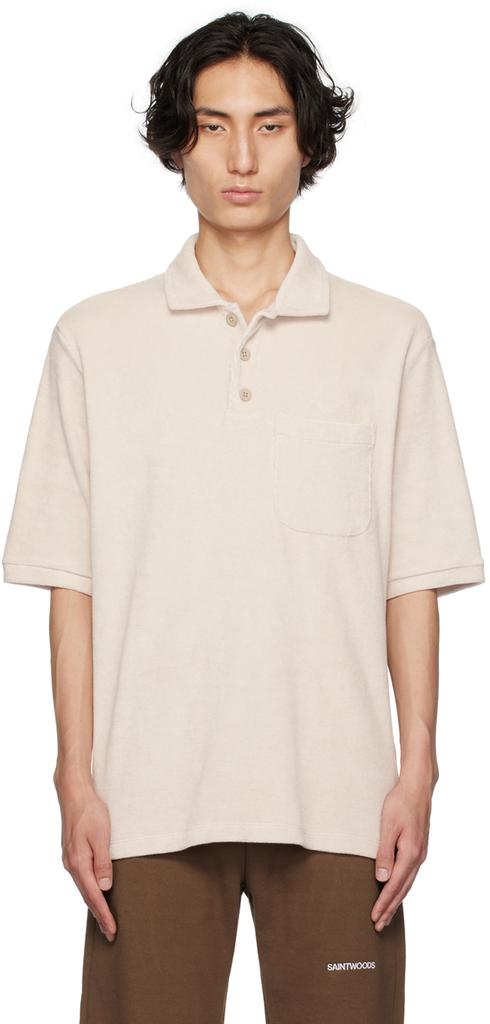 Saintwoods Beige Spread Collar Polo