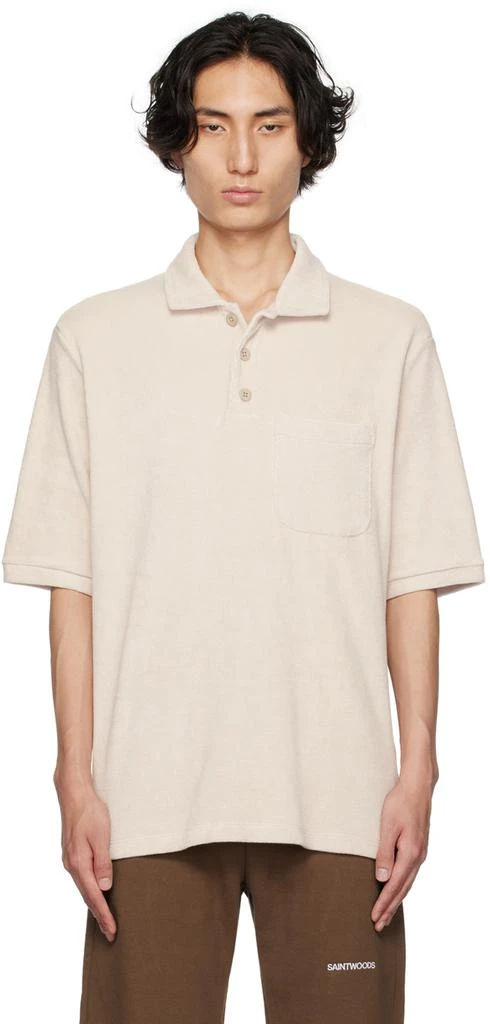 Saintwoods Beige Spread Collar Polo 1