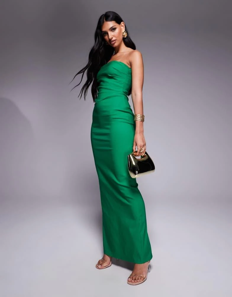 sachin and babi light blue dress Chocolate Brown Satin Bandeau Arden Maxi Dress
