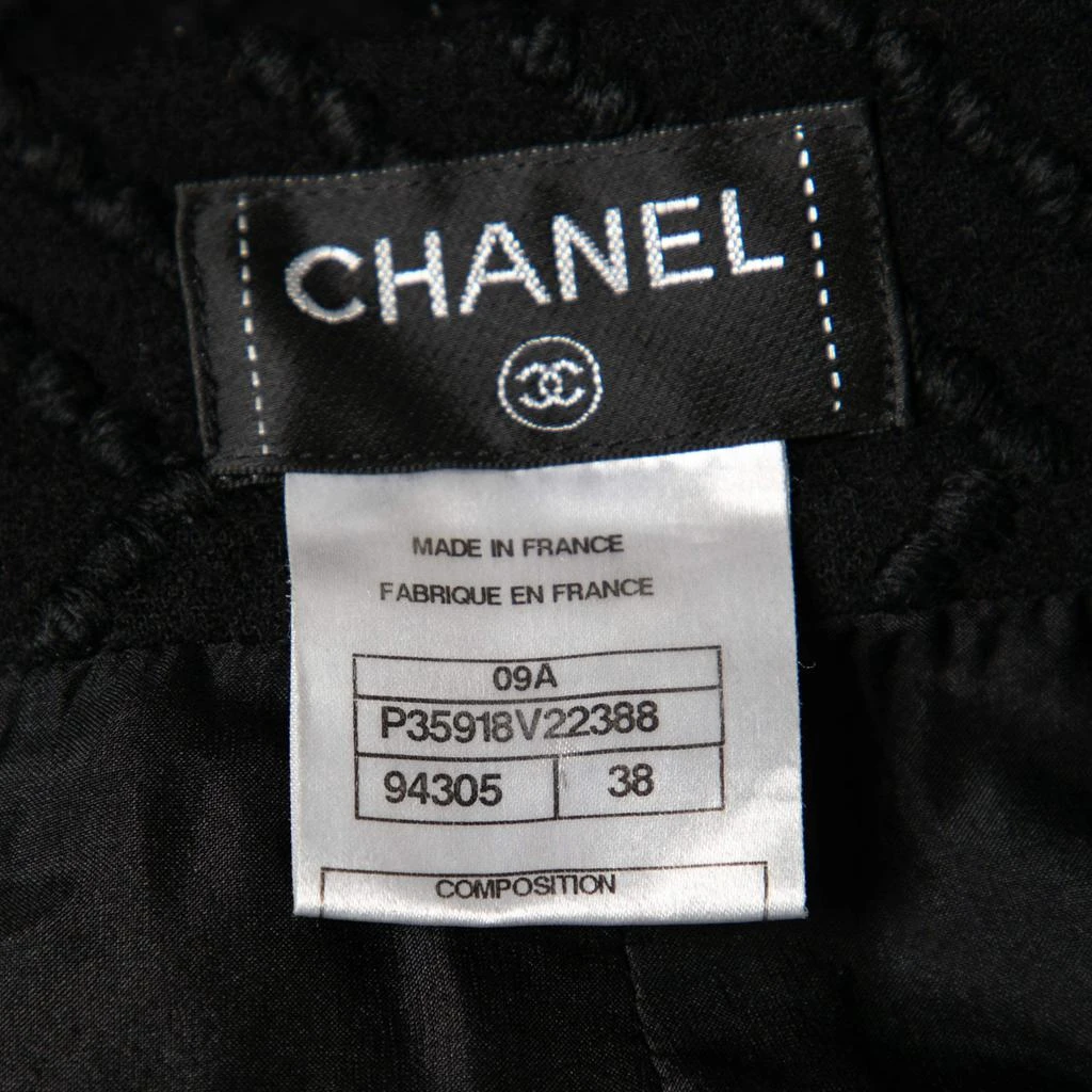 Chanel Chanel Black Patterned Wool Open Front Blazer & Pencil Skirt Set M 4