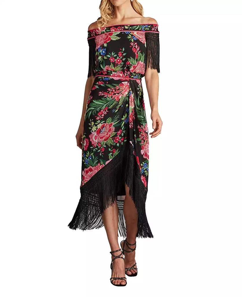 knee length dresses for ladies Tadashi Shoji Women's Sable Embroidered Tulle Dress
