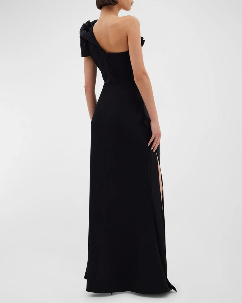 RACHEL GILBERT Wilder Two-Tone Ruffle One-Shoulder Slit Gown 4