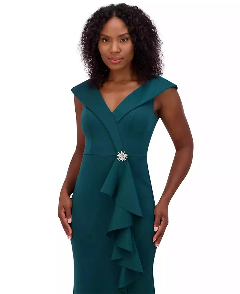 Jessica Howard Petite Ruffled Portrait-Collar Gown 4