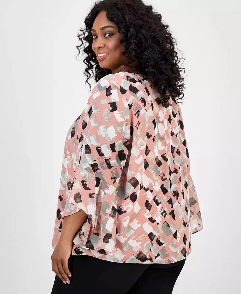 Kasper Plus Size Printed Bell-Sleeve Blouse 4