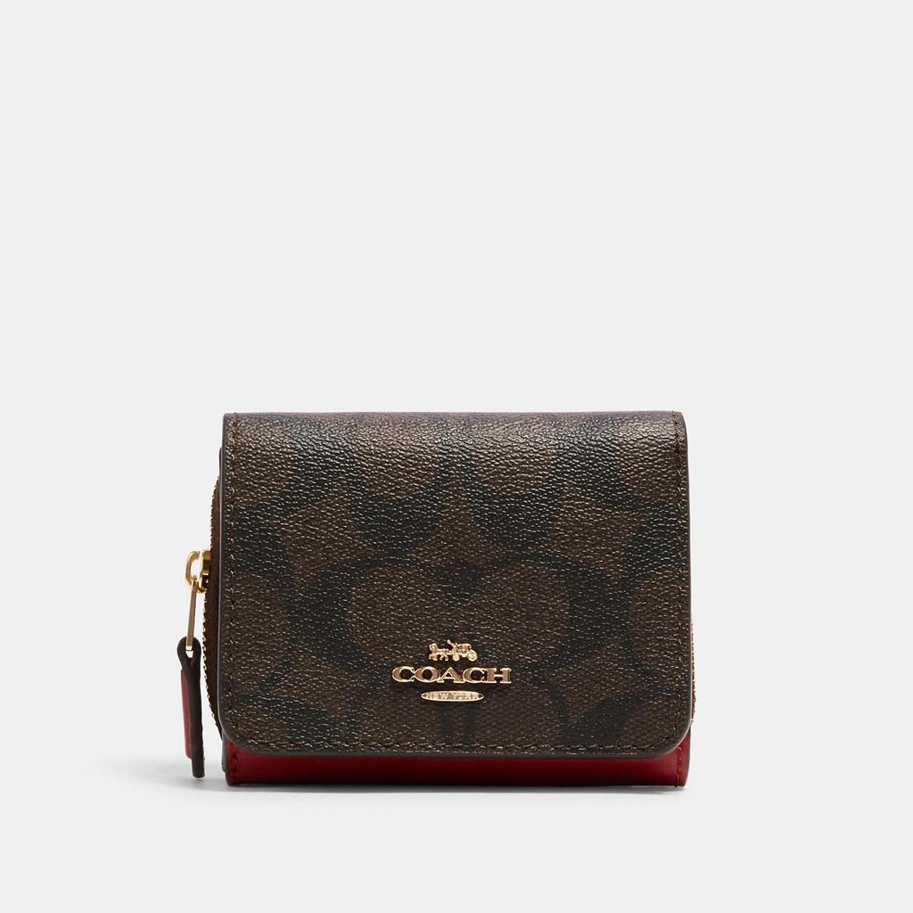 Coach Coach Outlet Small Trifold Wallet In Signature Canvas 5