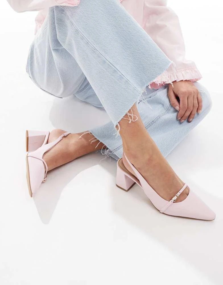 ALDO ALDO Skepper slingback block heeled shoes in light pink leather 4