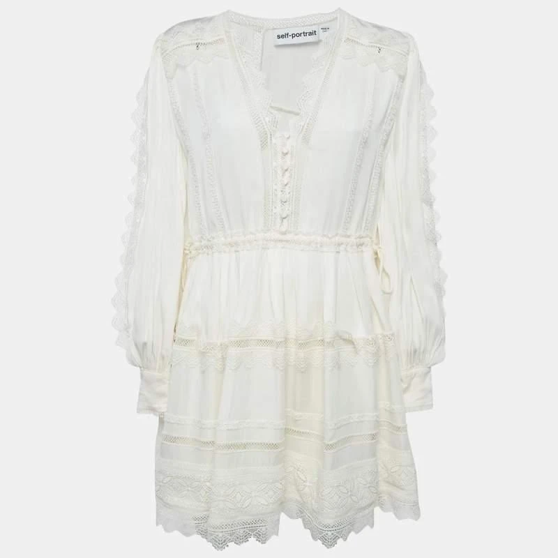 black and white lace peplum dress self-portrait - White Lace Peplum Midi Dress main image 1
