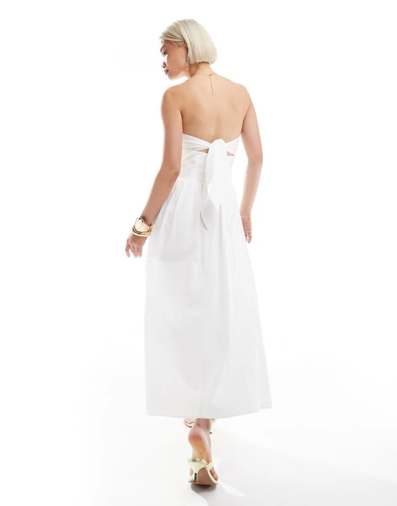 The Frolic The Frolic exclusive poplin bandeau cut out tie back detail maxi dress in white 2