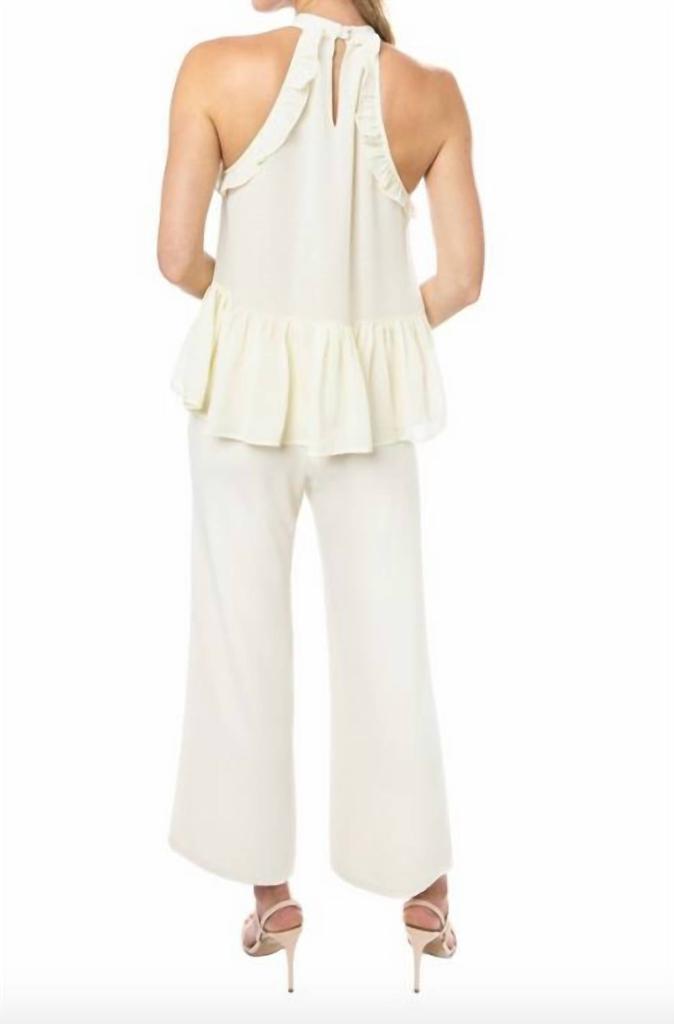 Julie Brown Ruffle Tank Top In Ivory Cream