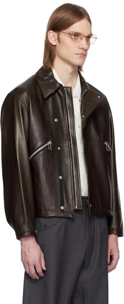 Omar Afridi Brown Drawcord Leather Jacket