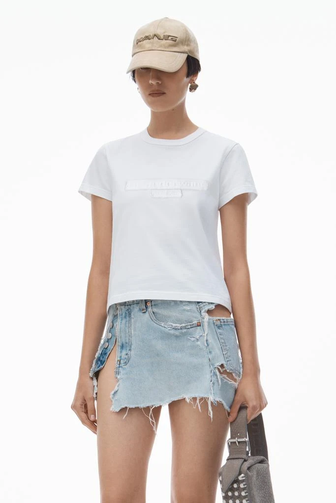 Alexander Wang Distressed Logo Shrunken Tee in Cotton Jersey 1