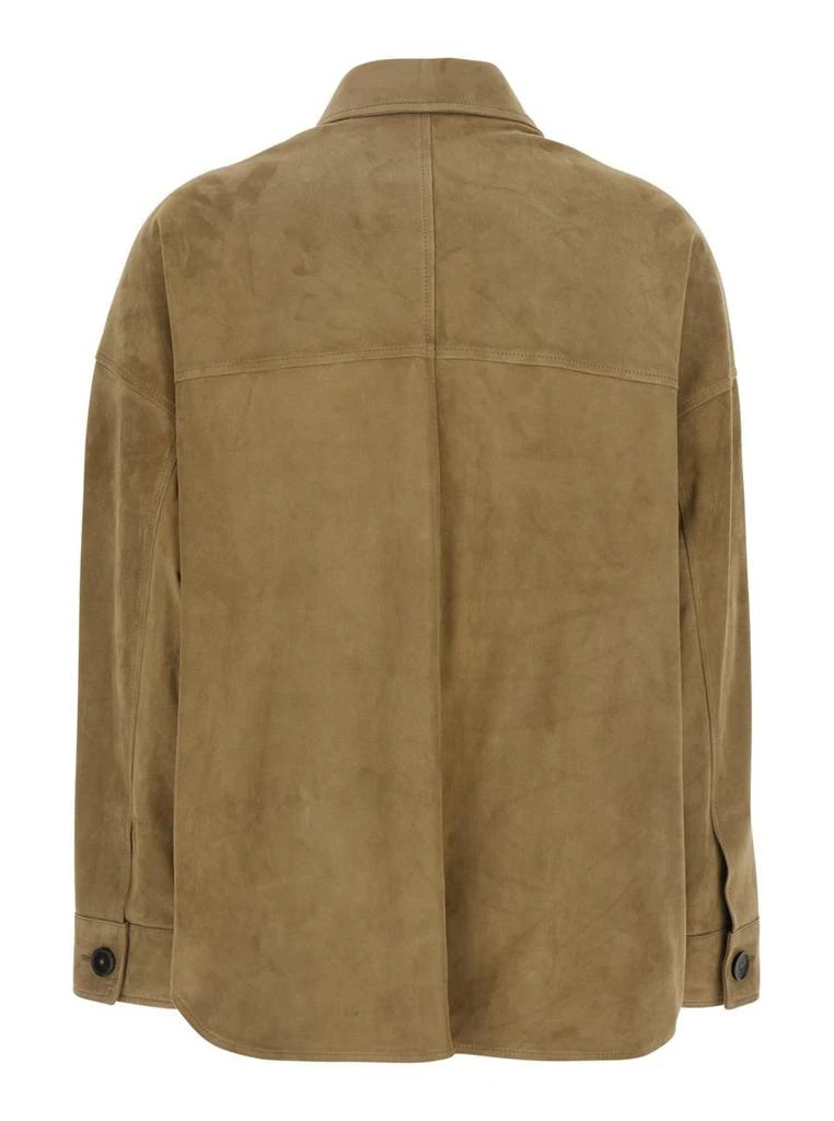 Arma Beige Jacket With Pointed Collar And Front Pockets In Suede Woman 2