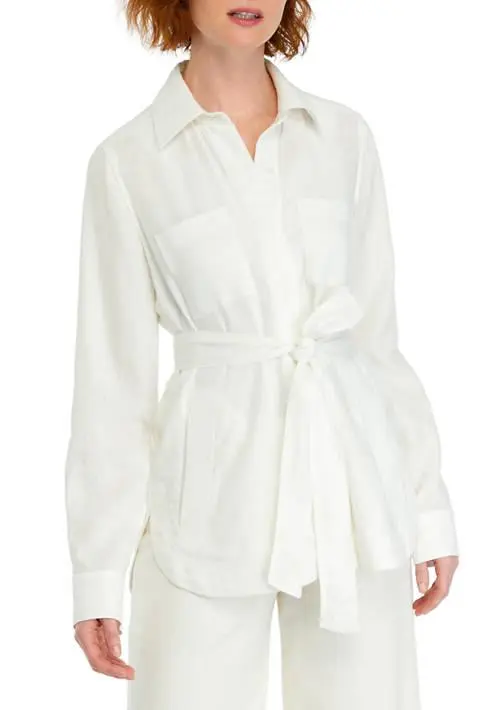 Tahari Women's Linen Shacket