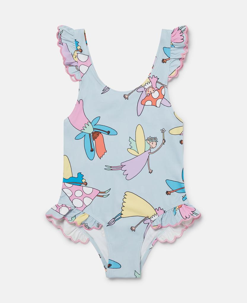 Stella McCartney Stella McCartney - Fairies Print Frilled Swimsuit, Blue, Size: 5
