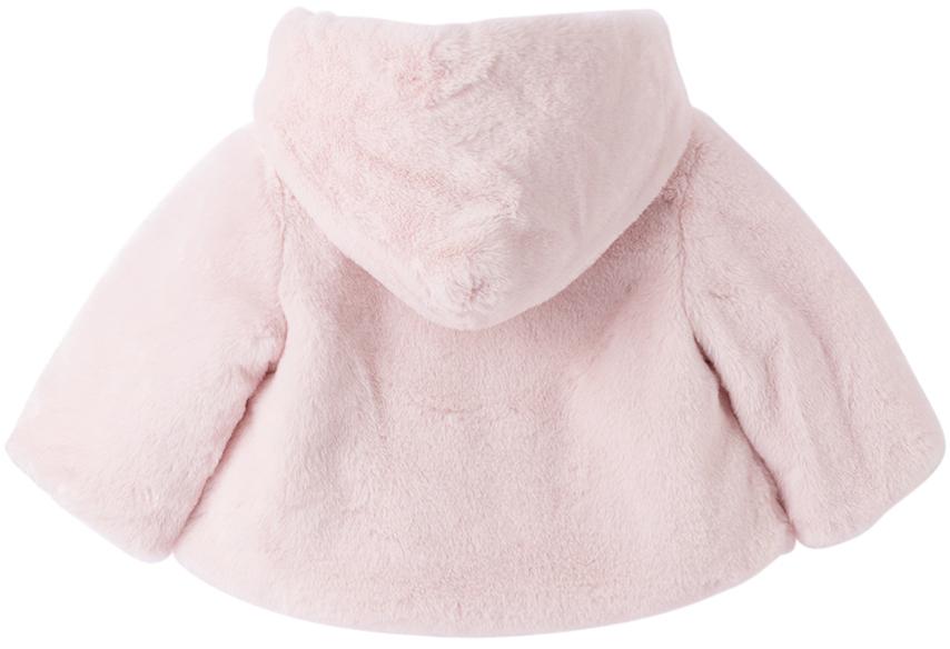 GCDS Kids Baby Pink Heart Faux-Fur Jacket