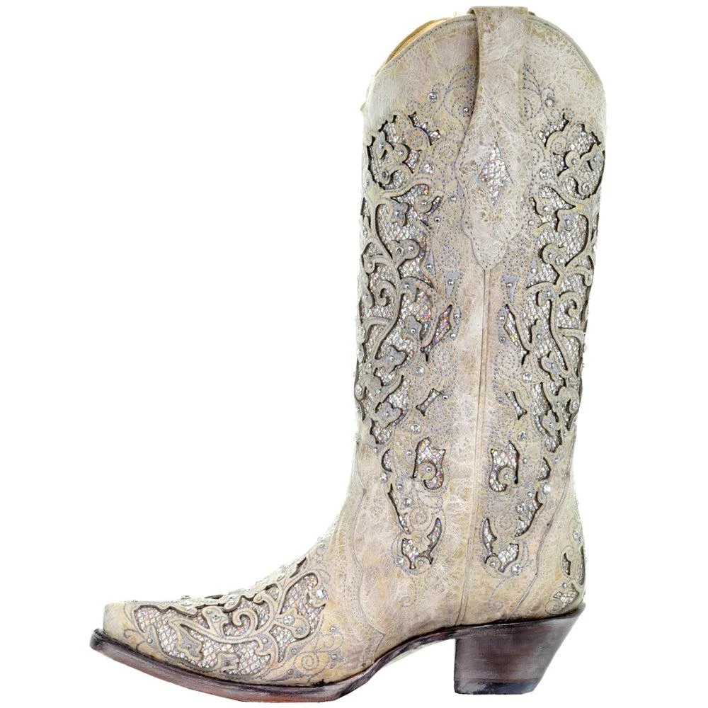 Corral Boots Glitter Inlay Studded Snip Toe Cowboy Boots 4