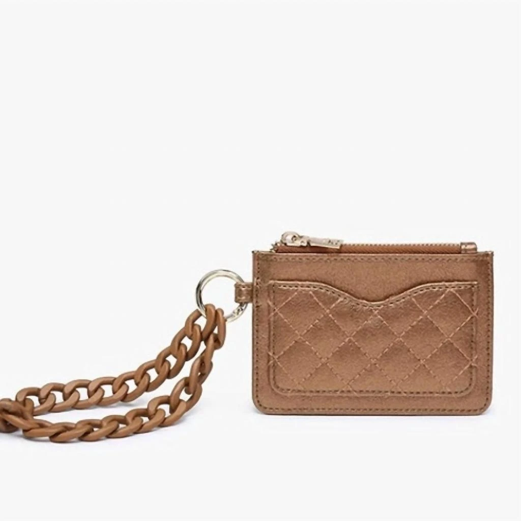 Jen & Co. Women's Rhodes Quilted Wallet With Chain Wristlet Bangle In Metallic Copper Brown 1