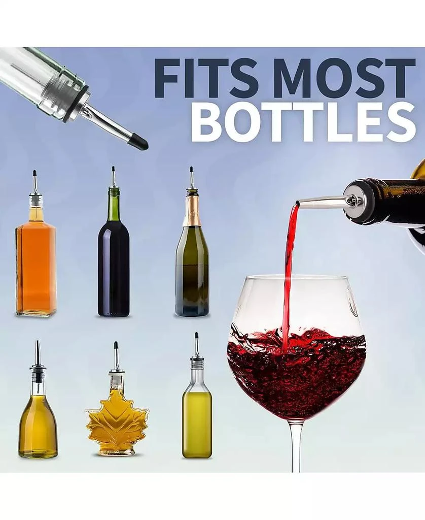 Zulay Kitchen Stainless Steel Liquor Pourers with Rubber Dust Caps - 6 Pack 4