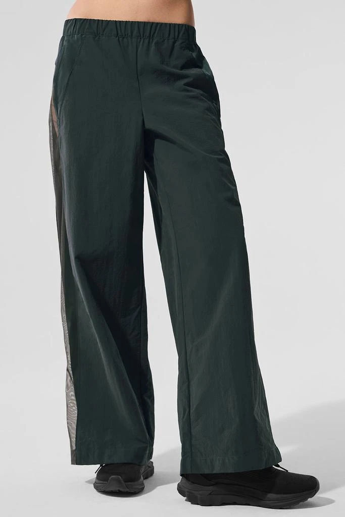 Alo High-Waist Origin Wide Leg Track Pant - Charcoal Green 1
