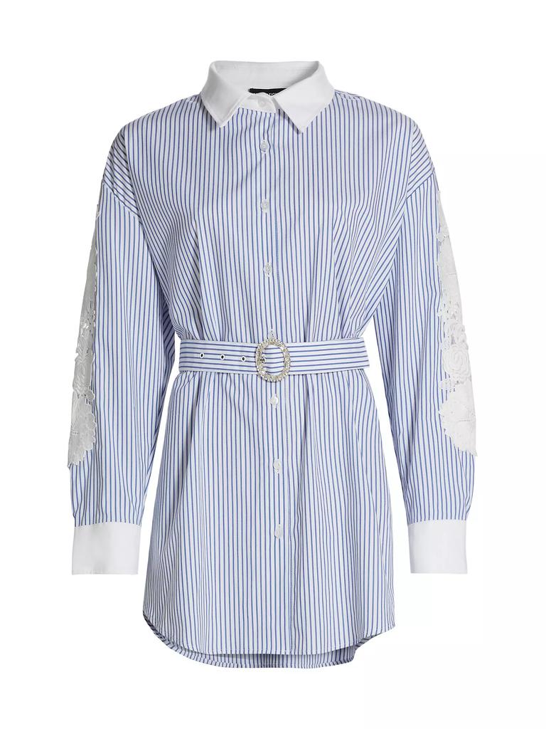 Generation Love Mabel Pinstripe Lace Belted Shirtdress