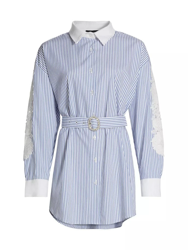 Generation Love Mabel Pinstripe Lace Belted Shirtdress 1