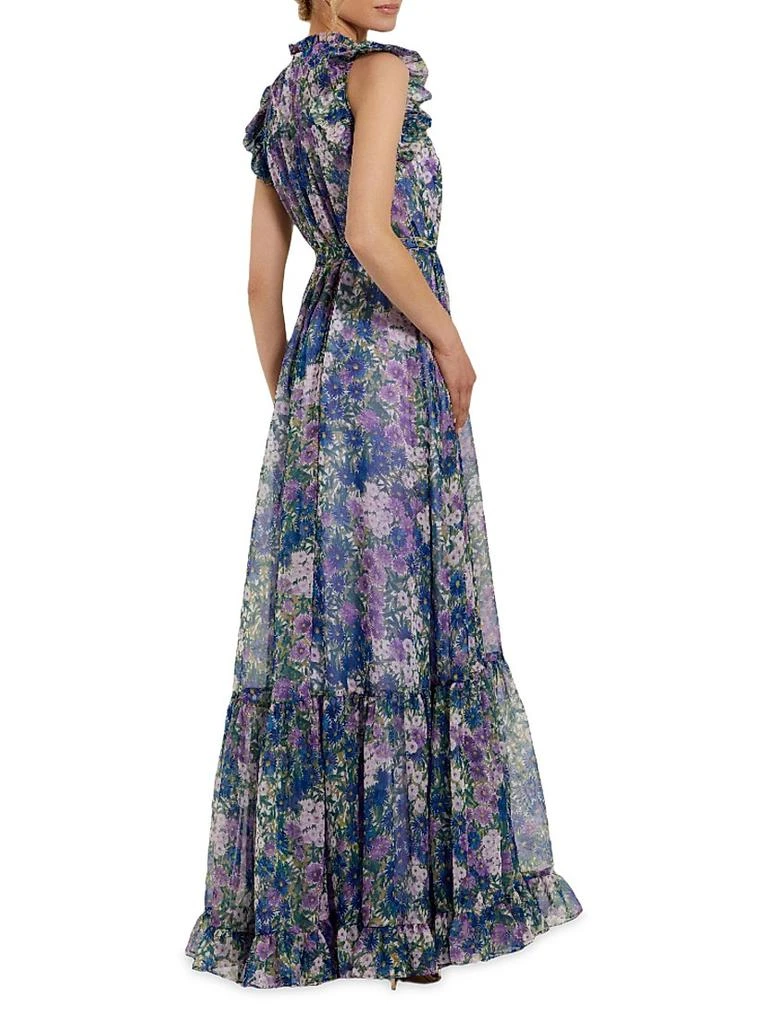 Mac Duggal Ieena Floral Print Chiffon Ruffle Gown 2