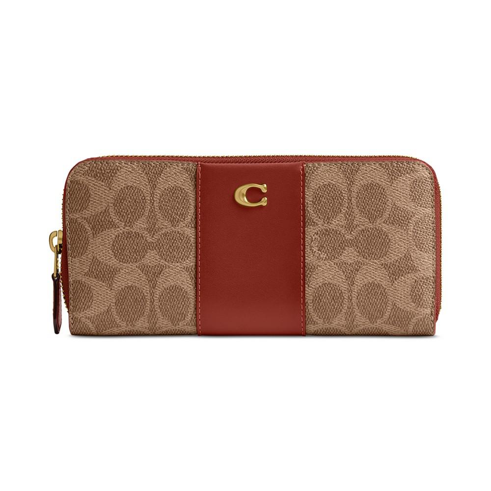 COACH Essential Signature Canvas Slim Accordion Zip Wallet