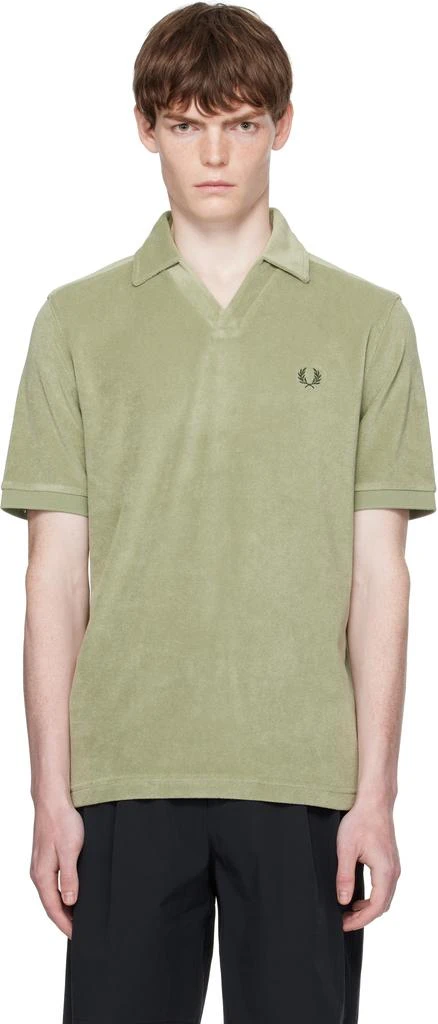 Fred Perry Khaki Open Collar Towelling Polo