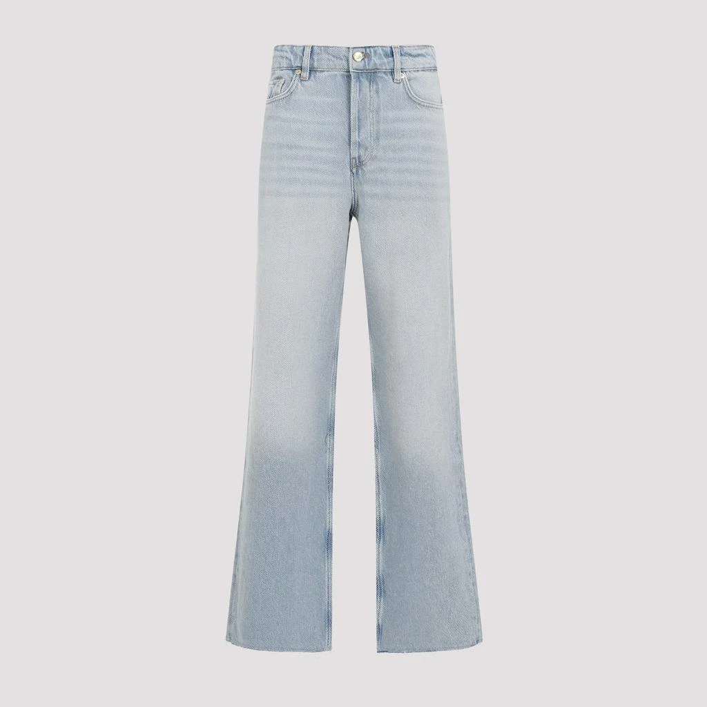 Ganni Light Blue Tint Wash Organic Cotton Izey Overdyead Heavy Denim Jeans 1
