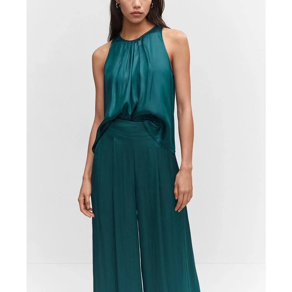 Mango Women's Satin Wide Leg Trousers 3