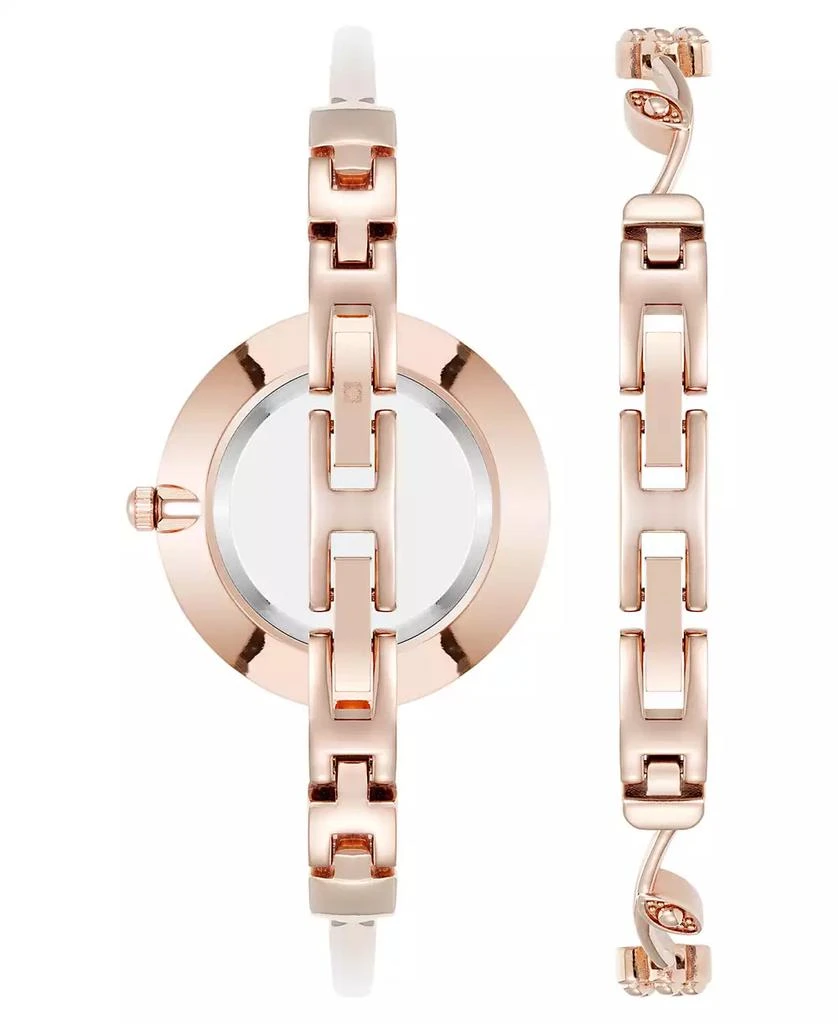 Anne Klein Women's Quartz Charming Floral Rose Gold-Tone Metal Alloy Watch Set 3