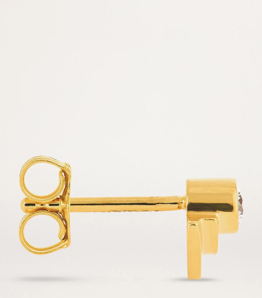 Azlee Yellow Gold and Diamond Staircase Single Stud Earring 4