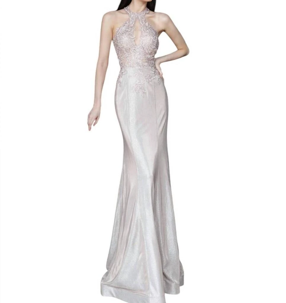 JVN Jvn - Embroidered Key Hole Neckline Prom Dress 1