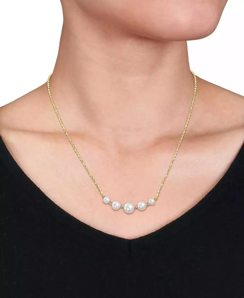 Macy
s Cultured Freshwater Pearl (4-1/2 - 8mm) 
White Topaz (1/20 ct. t.w.) Graduated Curved Bar 18" Pendant Necklace in 18k Gold-Plated Sterling Silver 2