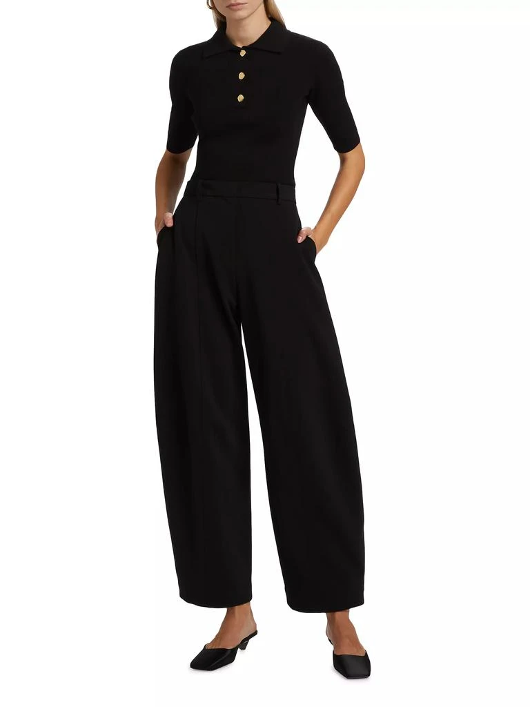 ROSETTA GETTY Ribbed Stretch Wool Polo Sweater 2