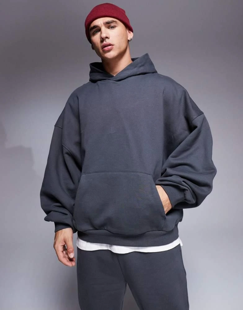 ASOS ASOS DESIGN premium heavyweight extreme oversized hoodie 400gsm in washed black 1