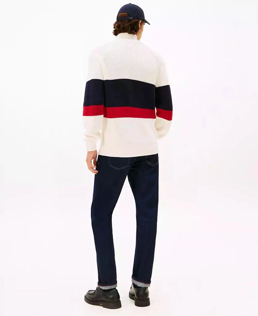 Tommy Hilfiger Men
s Crest Logo Patch Zip-Through Stripe Sweater 4