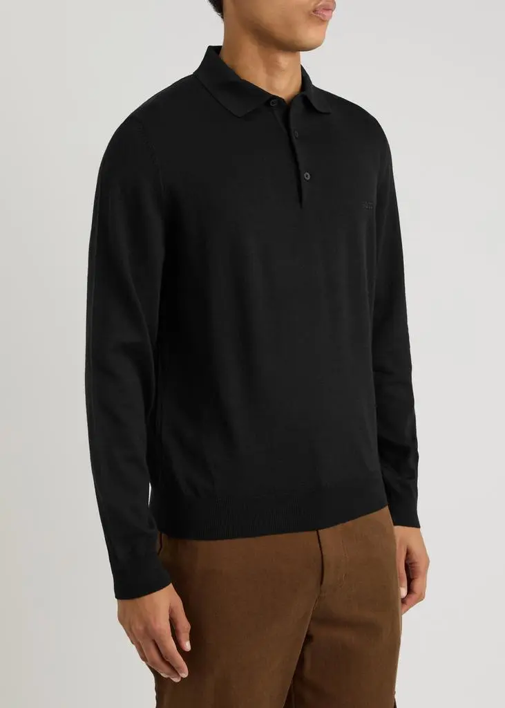 Hugo Boss Logo knitted wool polo shirt 2