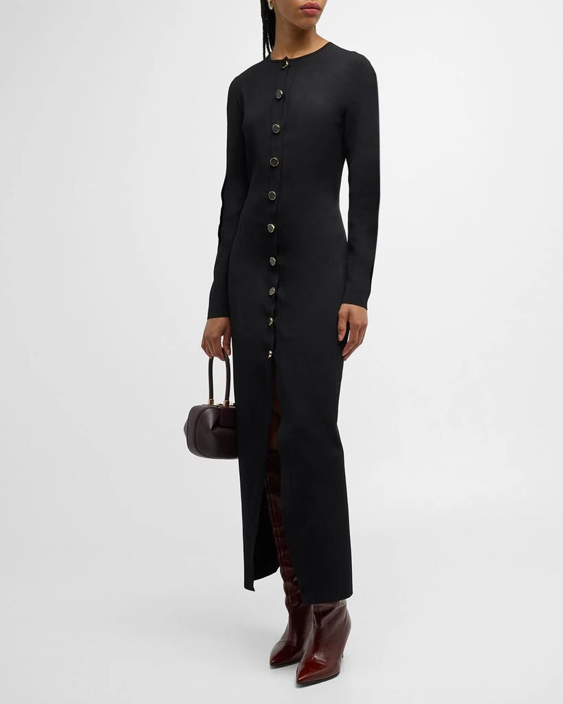 Brandon Maxwell Emm Crewneck Long-Sleeve Maxi Cardigan Dress 2