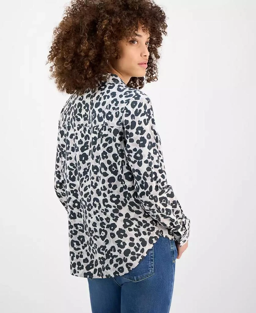 DKNY Women's Printed Roll-Tab Shirt 4