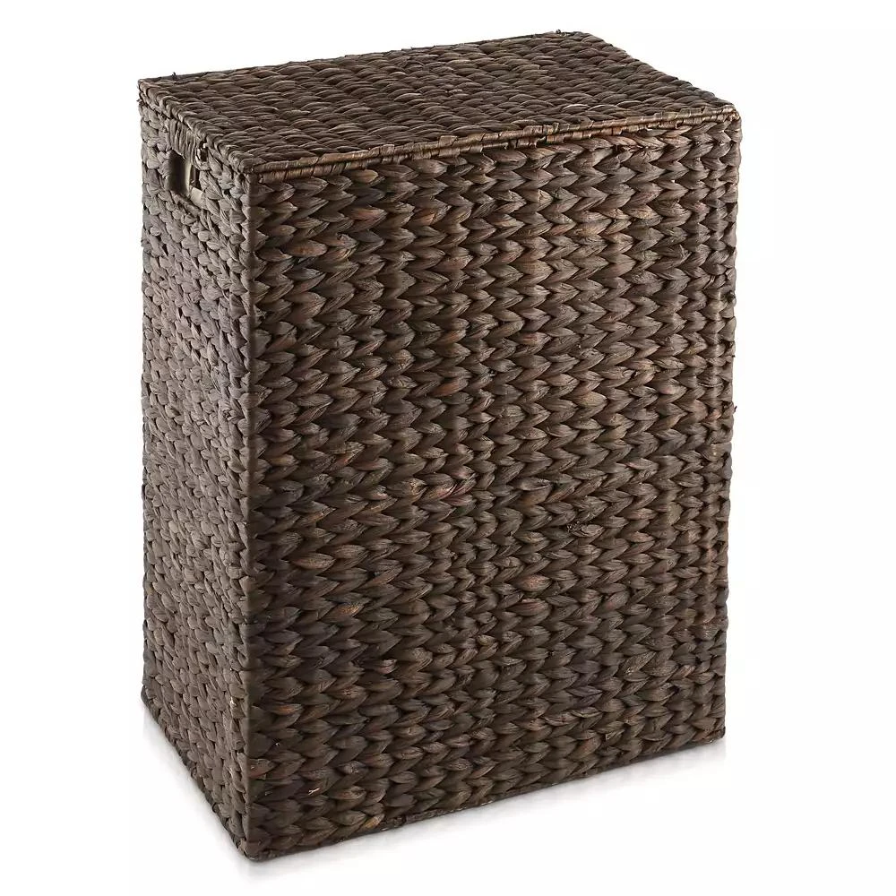 Casafield Large Laundry Hamper with Lid and Removable Liner Bag Woven Water Hyacinth Laundry Basket 2