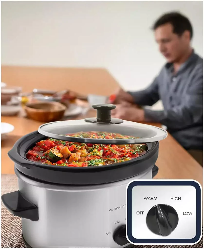 Elite Cuisine 2 Quart Oval Stainless Steel Slow Cooker 4