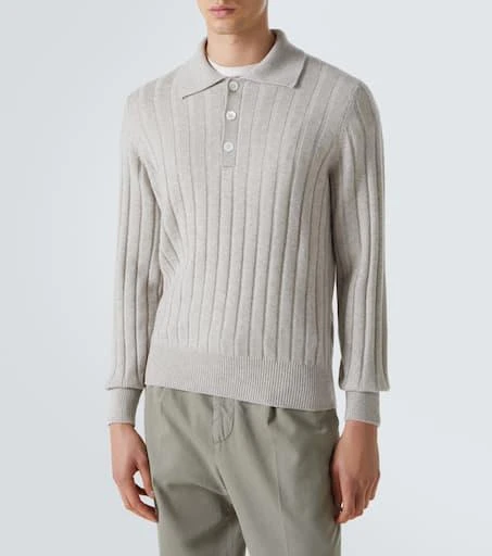 Brunello Cucinelli Ribbed-knit cashmere polo sweater 3