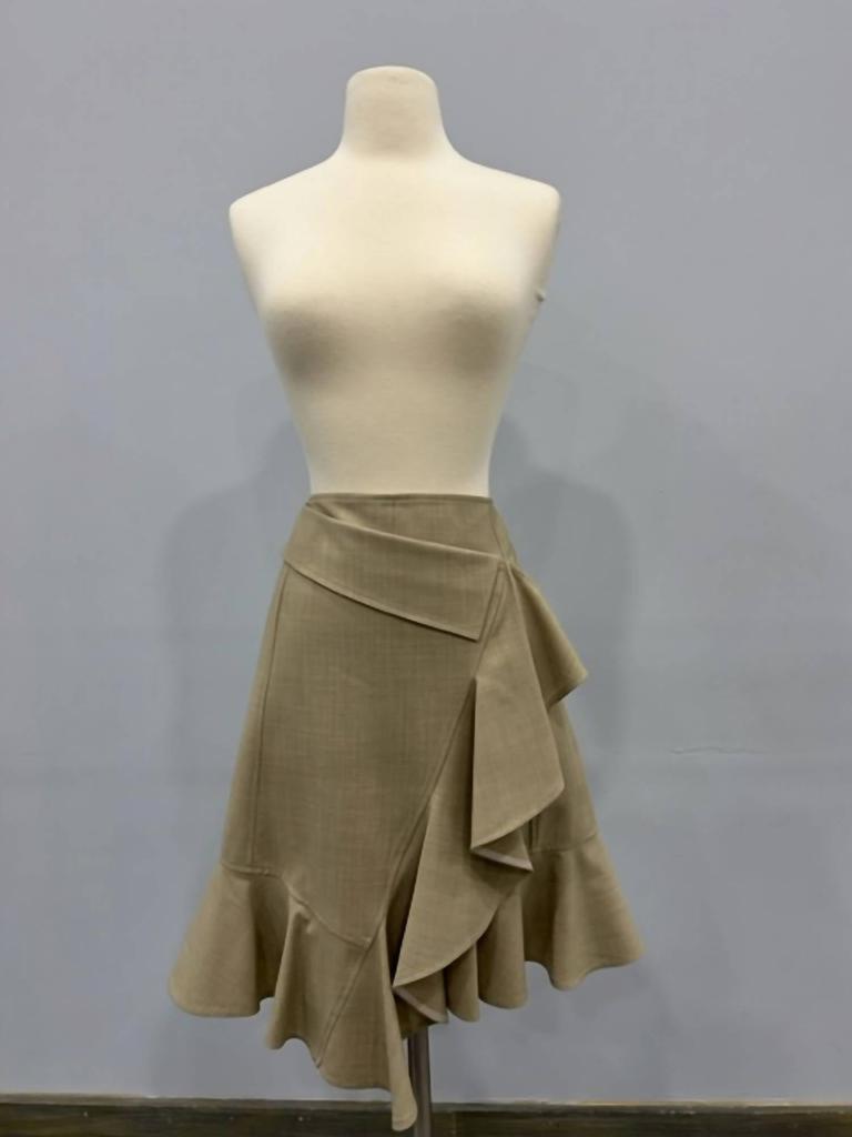 ADEAM Ruffle Skirt In Sand Beige