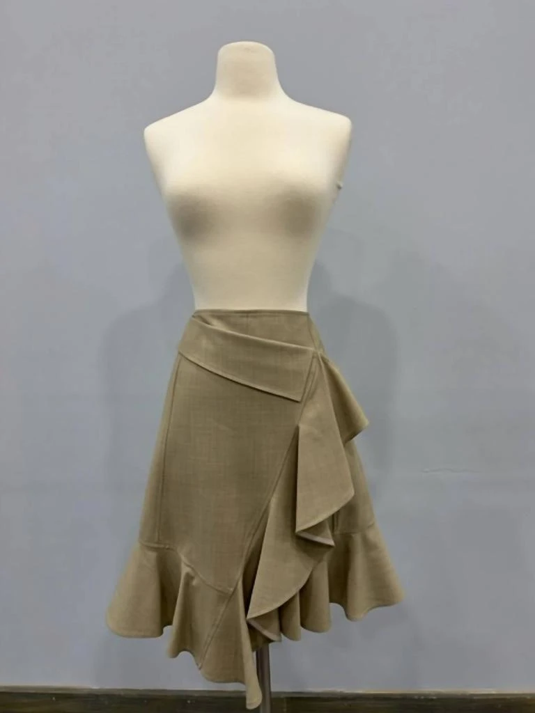 ADEAM Ruffle Skirt In Sand Beige 1