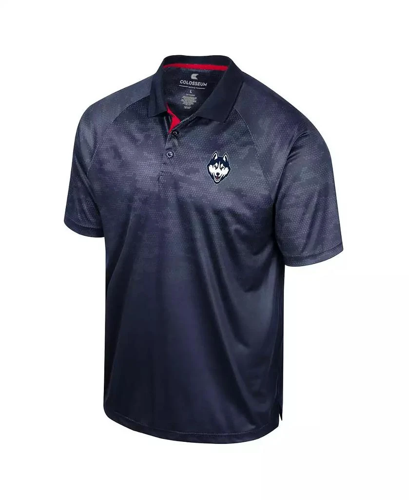 Colosseum Men's Navy UConn Huskies Honeycomb Raglan Polo Shirt 3