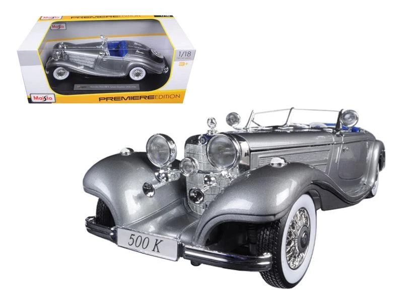 Maisto 1936 Mercedes 500K Special Roadster Grey 1/18 Diecast Model Car by 1