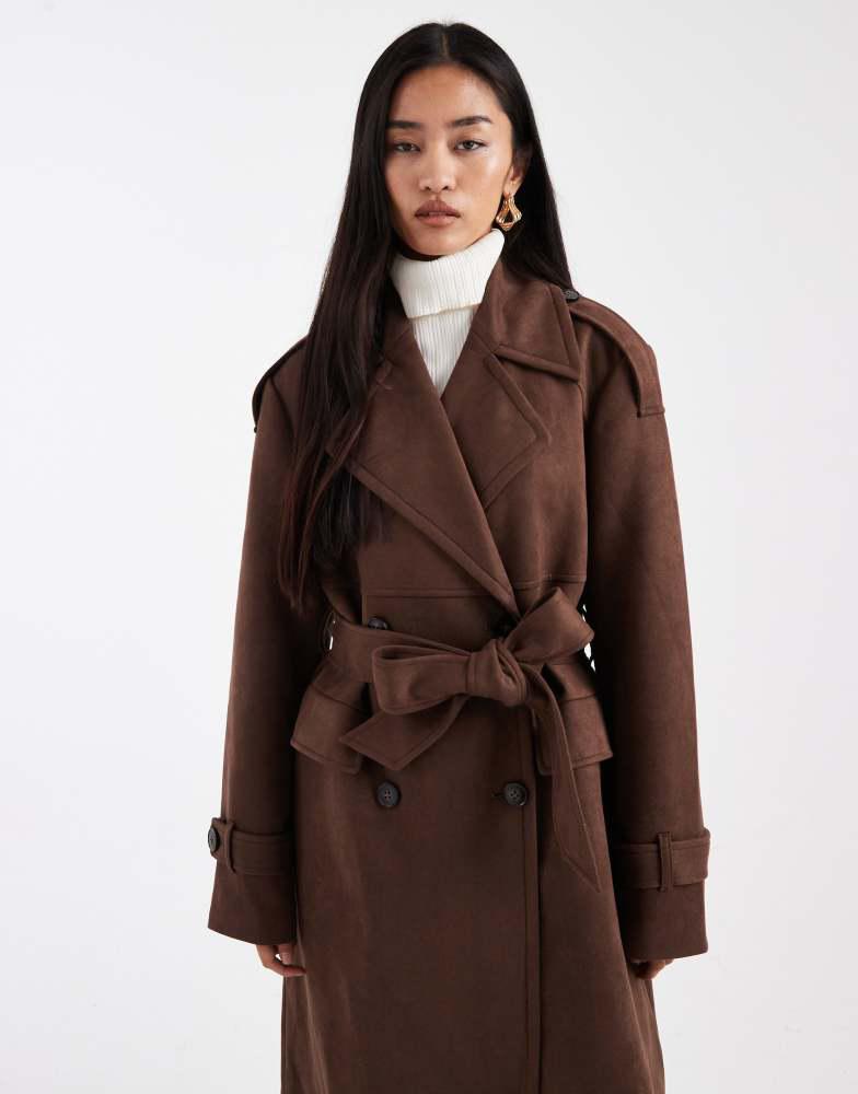 4th & Reckless 4th & Reckless faux suede double breasted belted