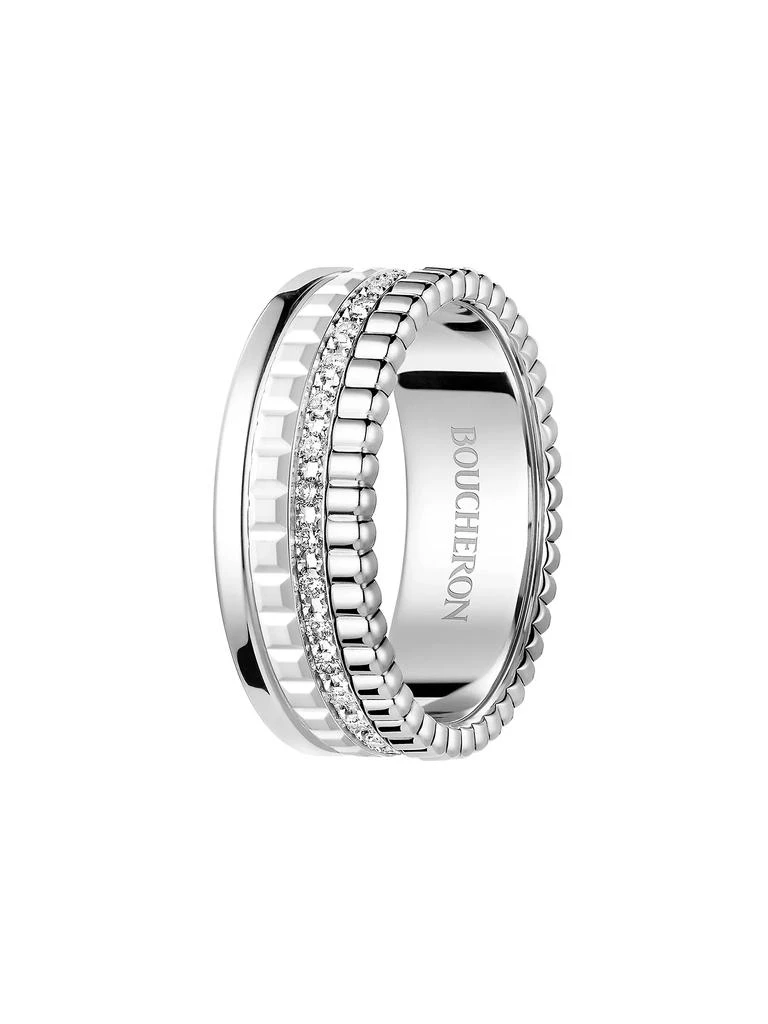 Boucheron Quatre White Edition 18K White Gold, HyCeram & 0.26 TCW Diamond Ring 1