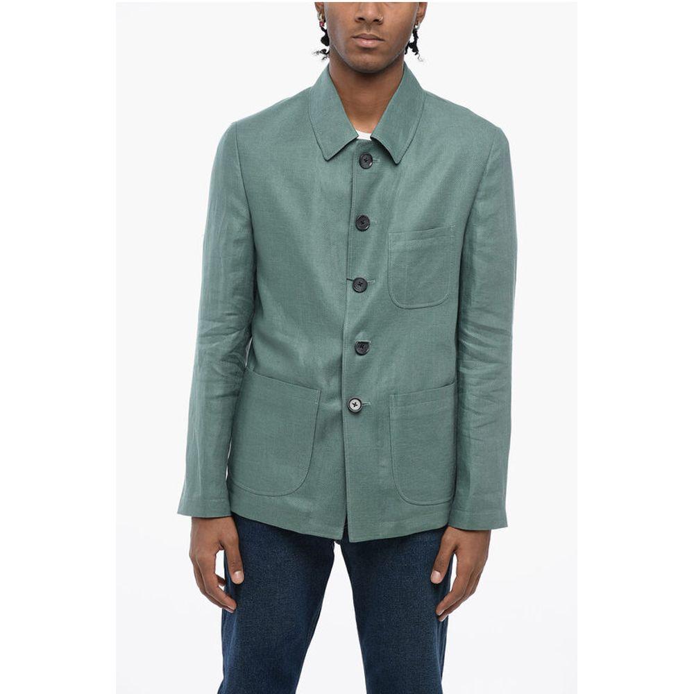Corneliani CC COLLECTION Half-lined Flax Blazer with Standard Men's Collar